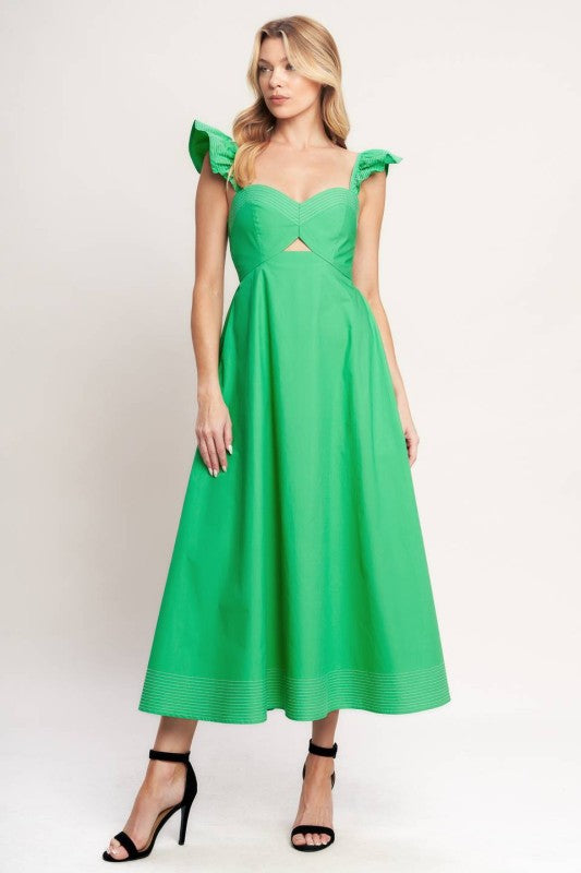 Riley Flutter Sleeve Midi Dress