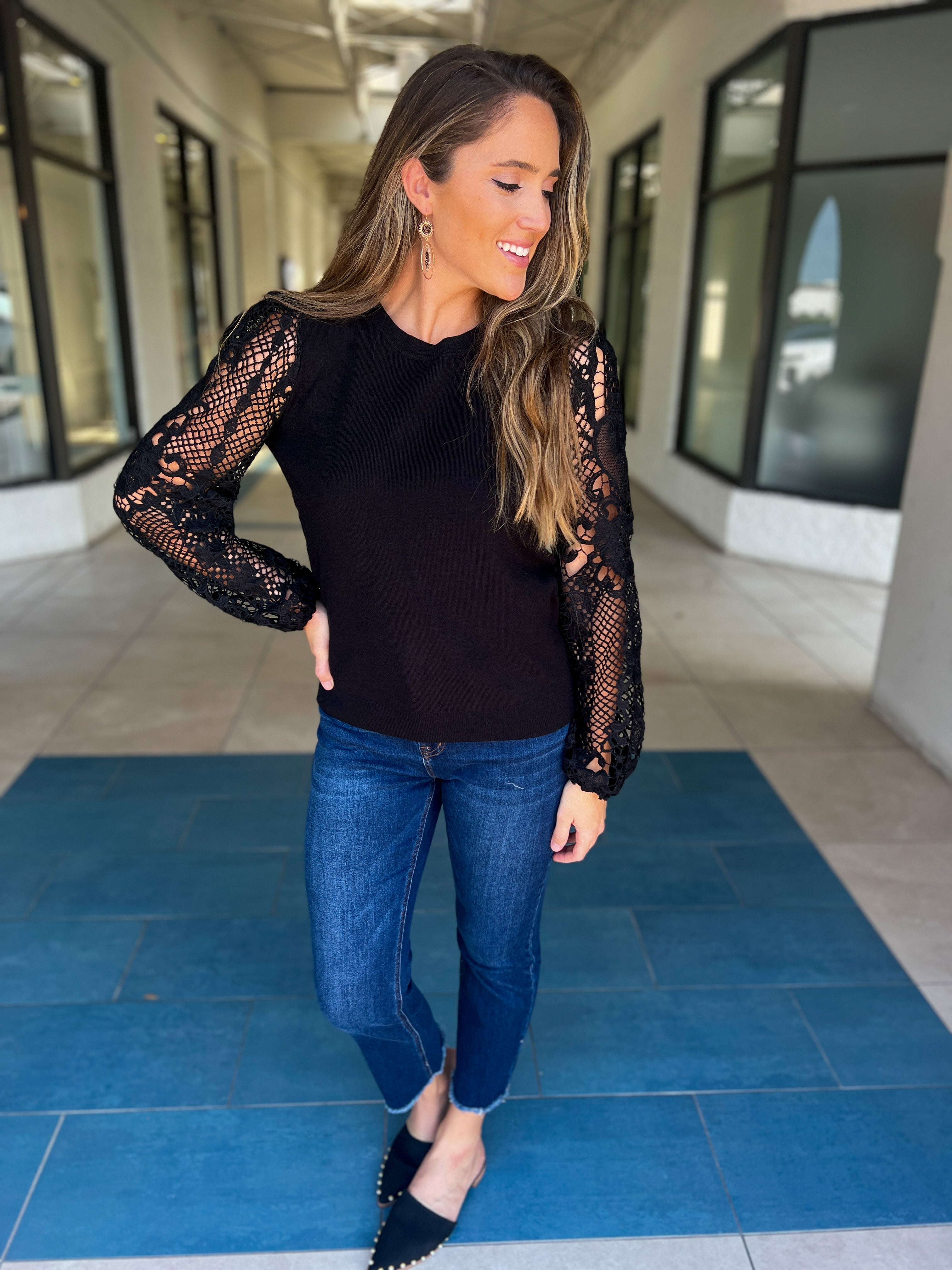 Ayelett Contrast Lace Sweater