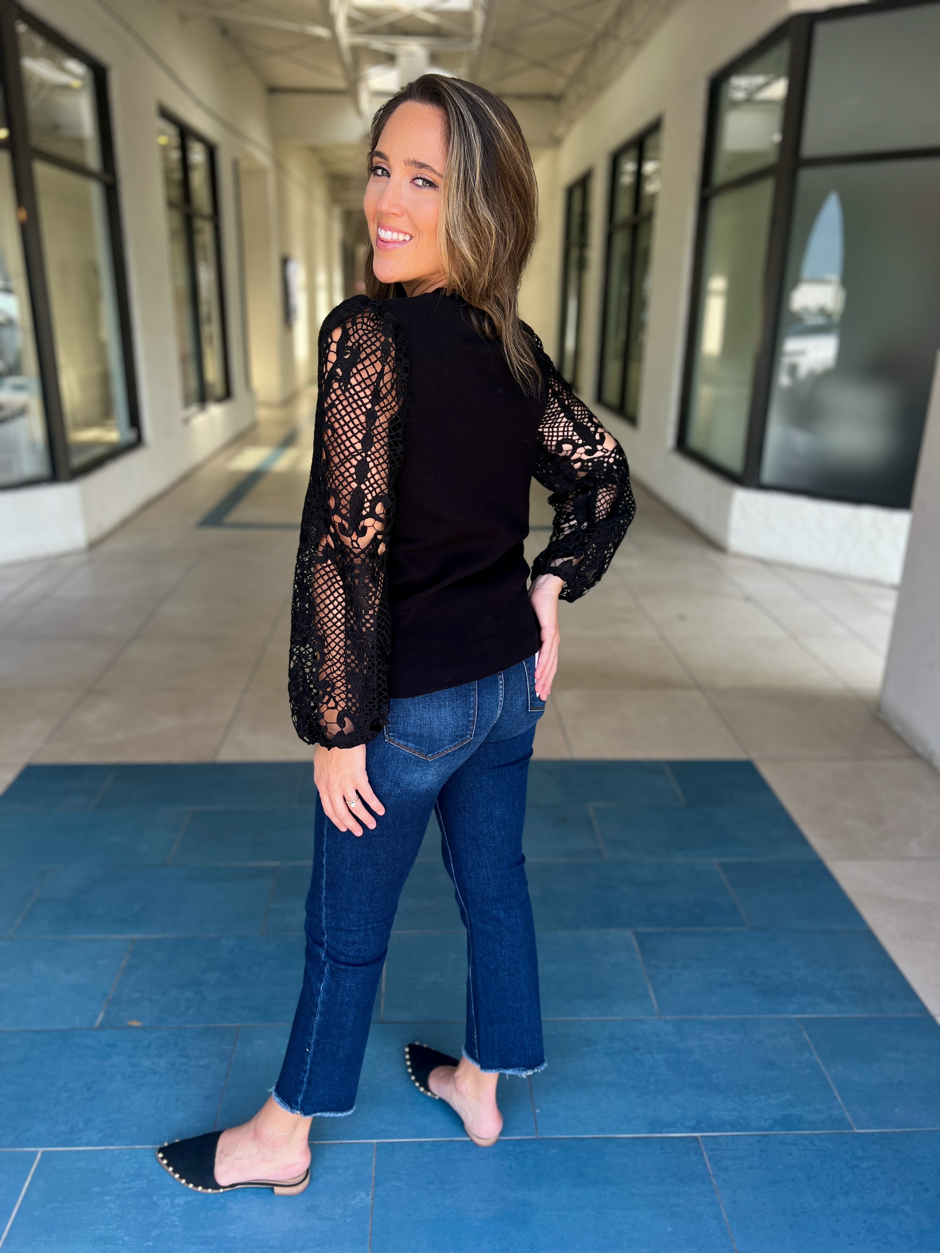 Ayelett Contrast Lace Sweater