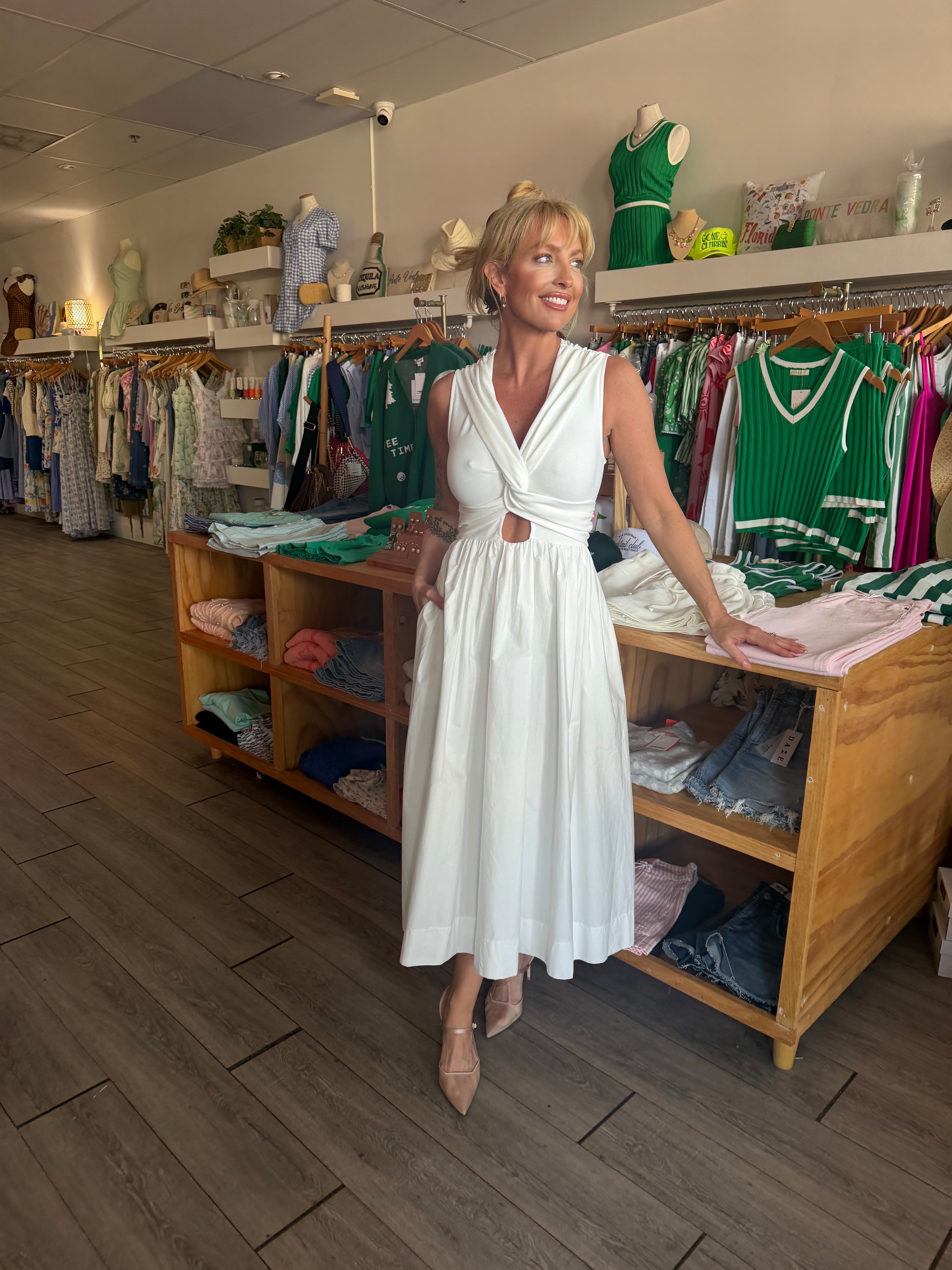 Catey Twist Front Midi Dress