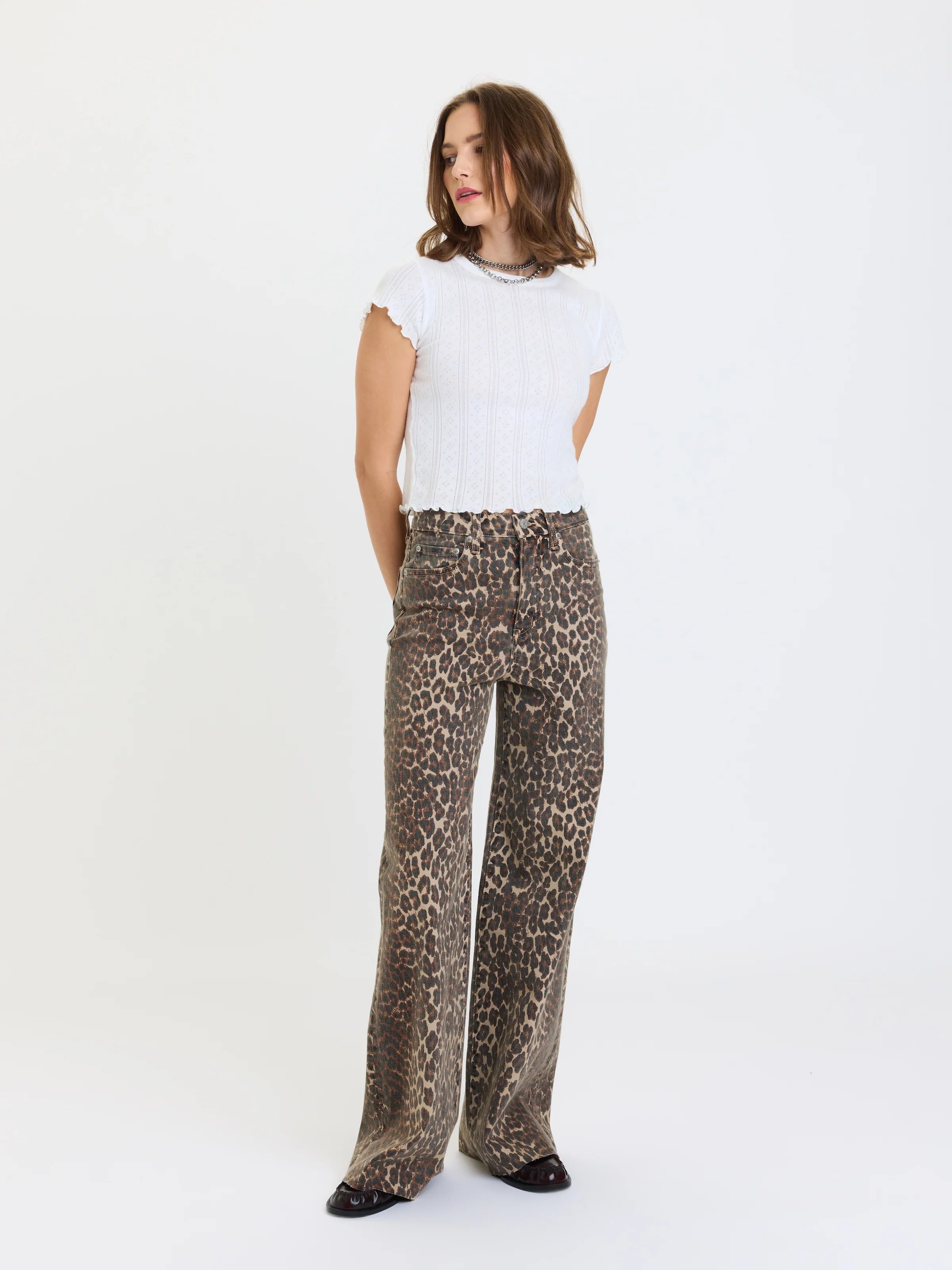 Far Out Wide Leg Jean - Leopard (DAZE Denim)