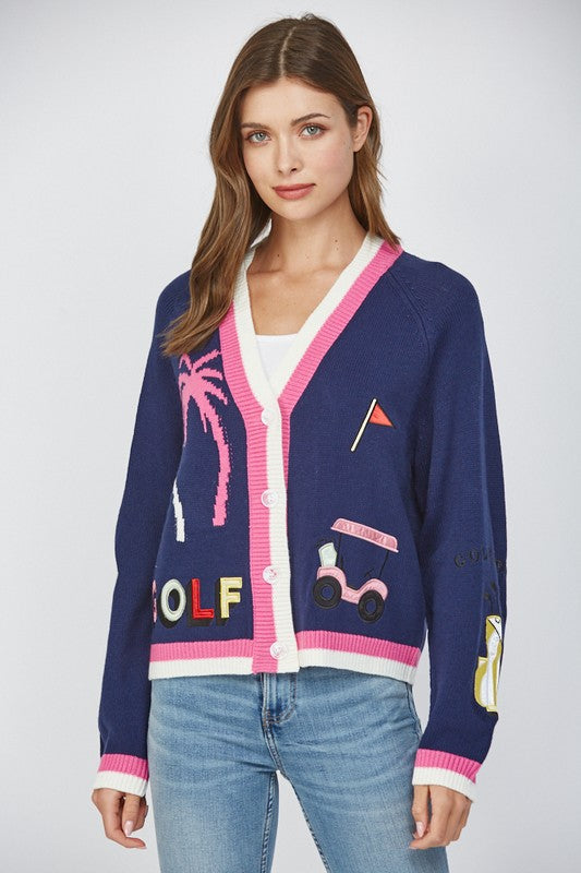 Golf Embroidered Sweater - Navy