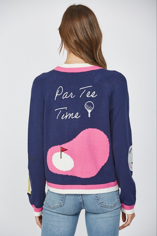 Golf Embroidered Sweater - Navy