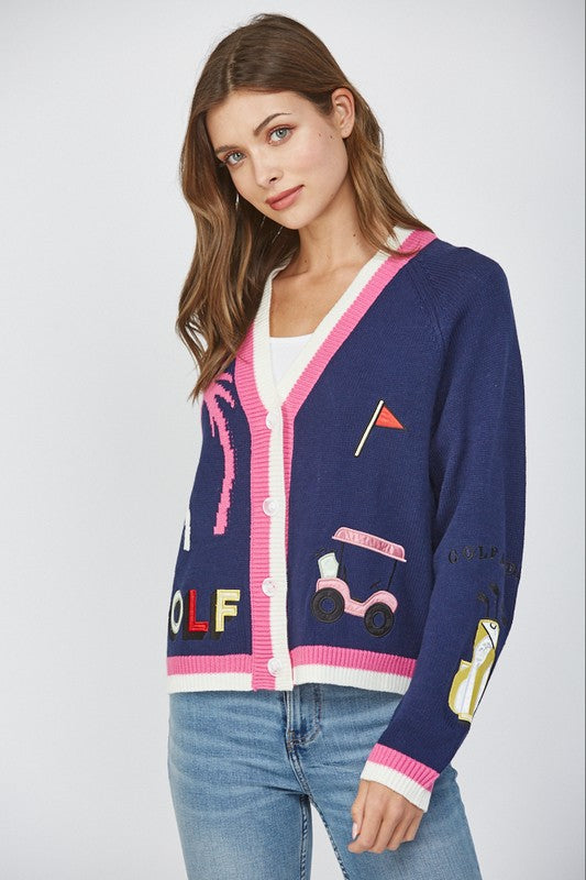 Golf Embroidered Sweater - Navy