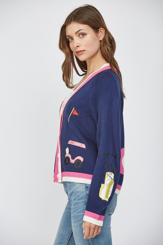 Golf Embroidered Sweater - Navy