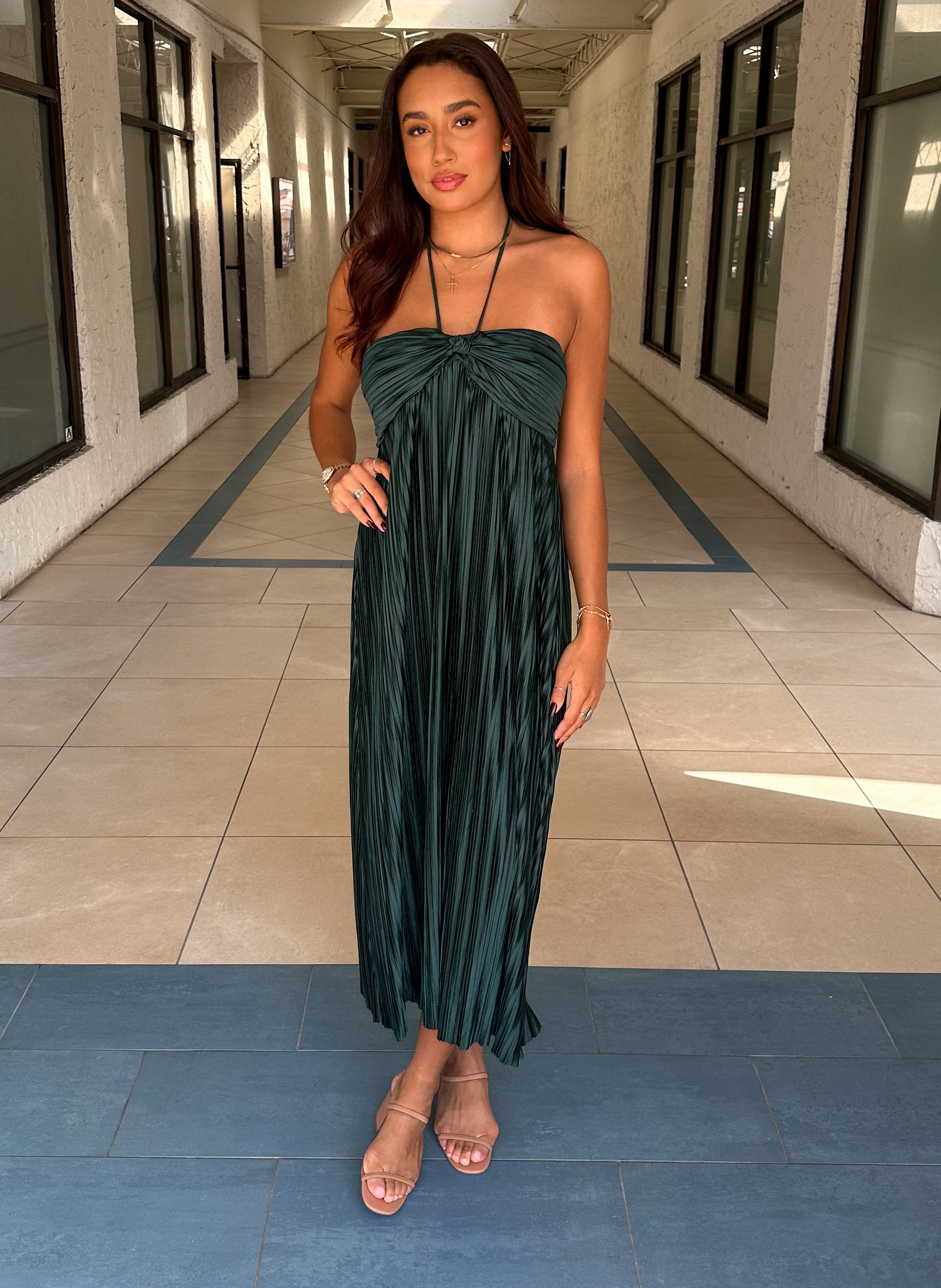 Leighton Halter Neck Maxi Dress (Emerald)