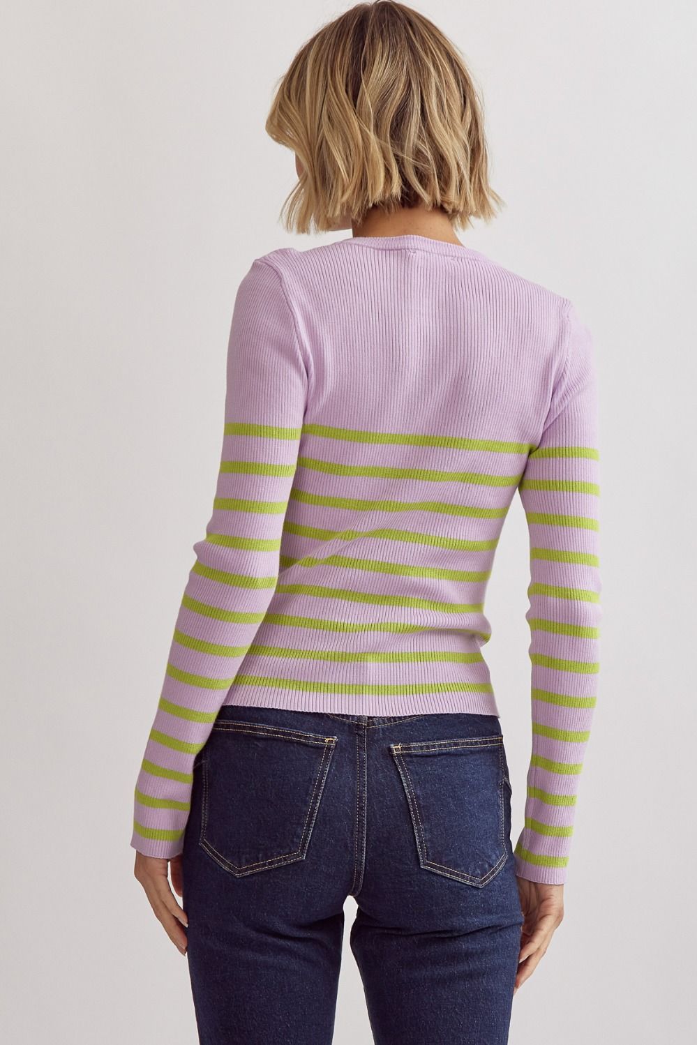Stacy Striped Sweater (Lilac)