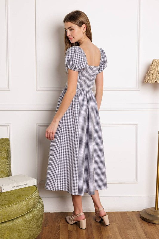 Tomie Gingham Midi Dress