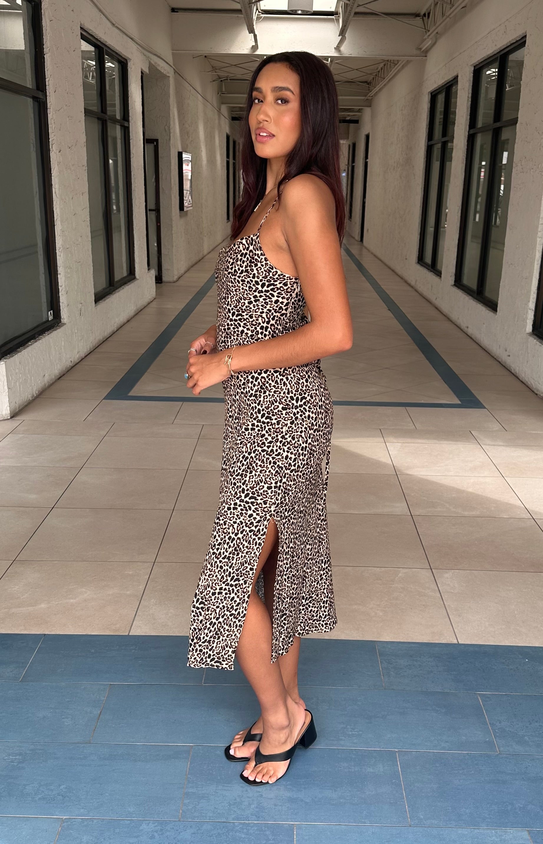 Amara Leopard Cowl Neck Dress