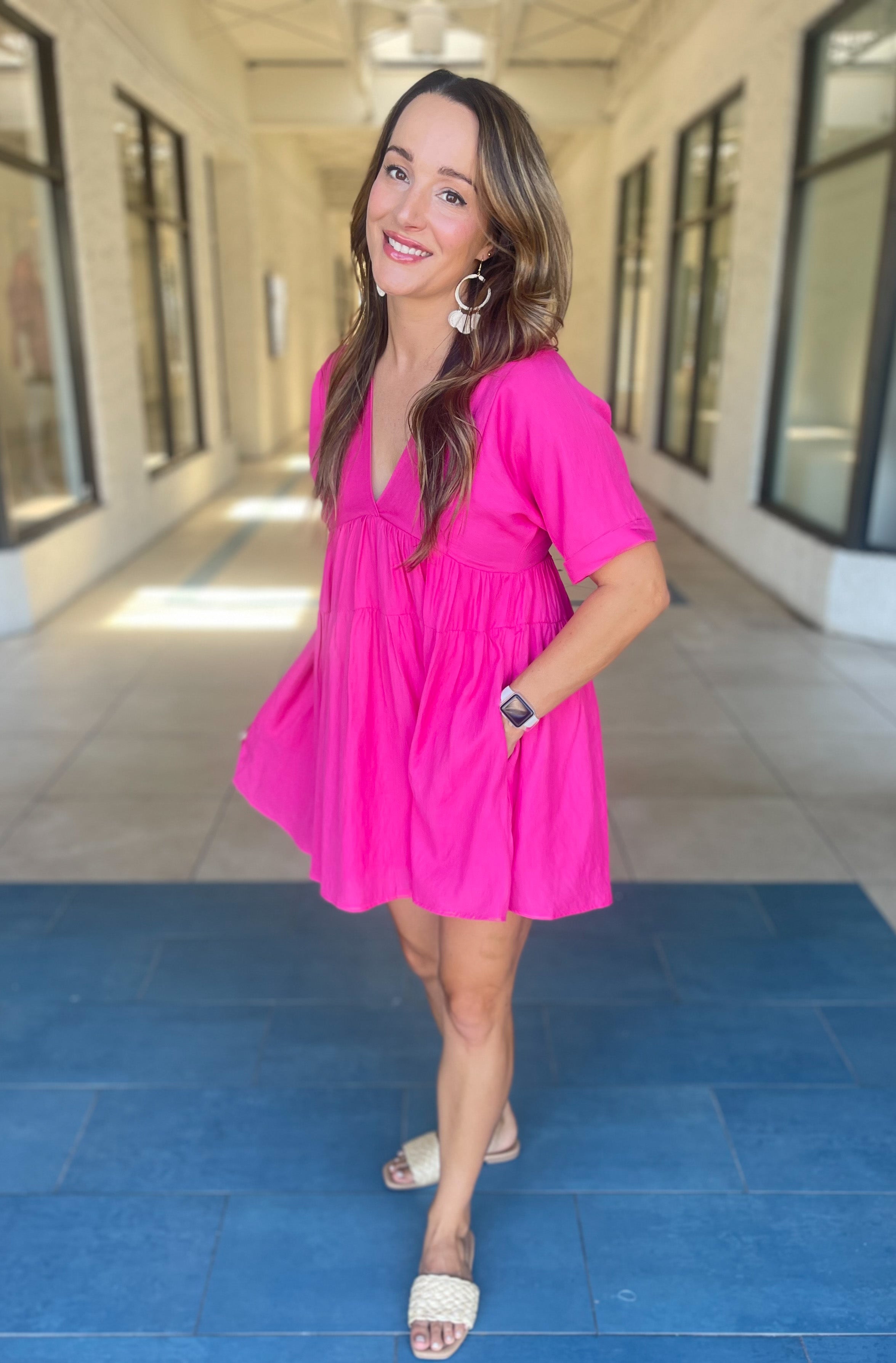 Melanie Tiered Dress (Pink)