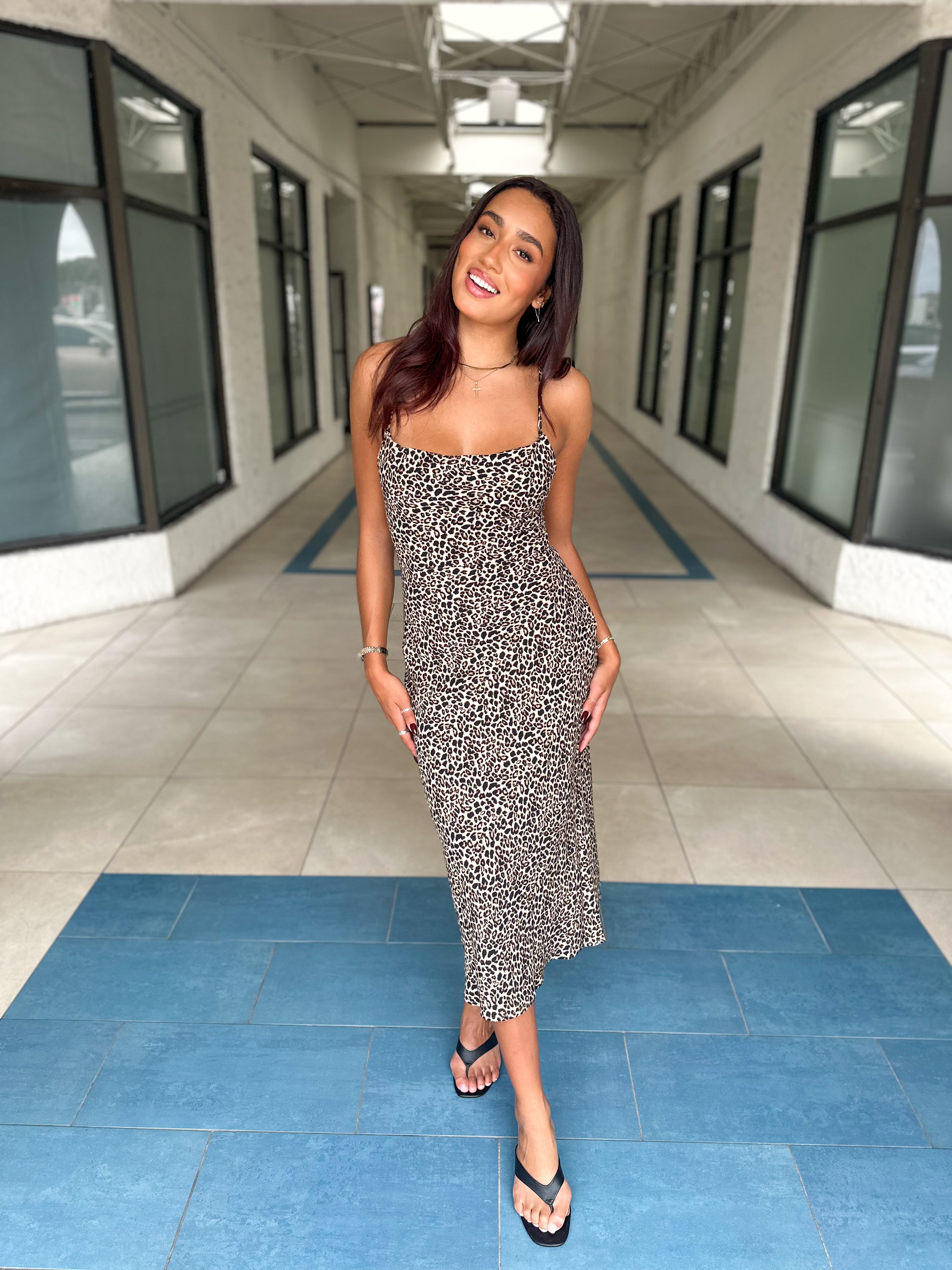 Amara Leopard Cowl Neck Dress