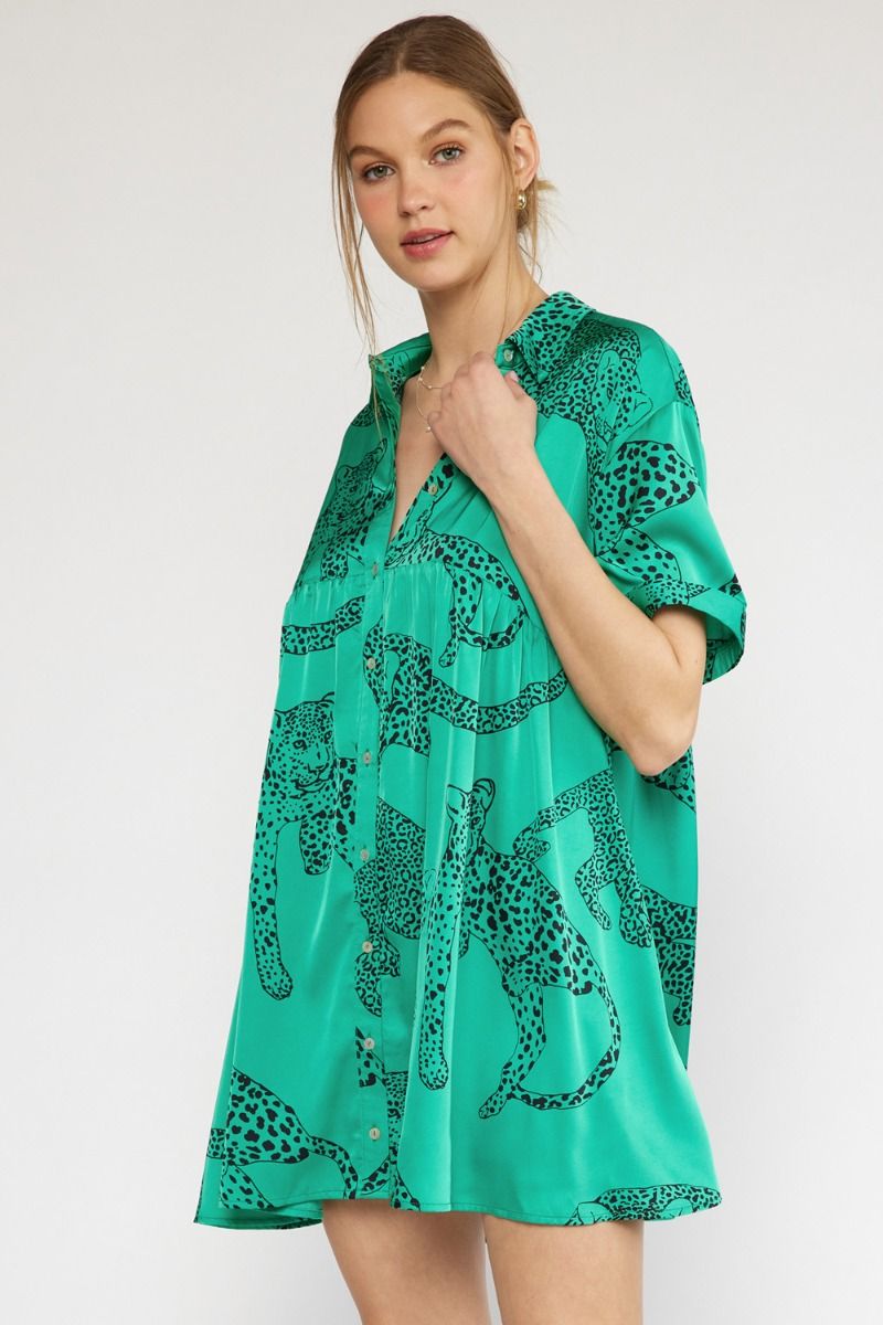 Marisa Leopard Dress (Green)