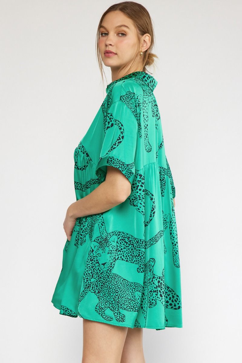 Marisa Leopard Dress (Green)