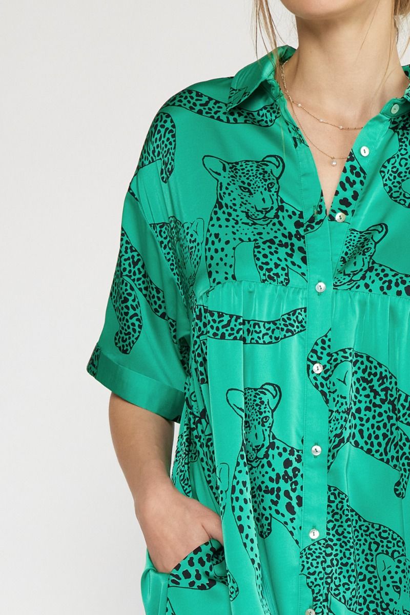 Marisa Leopard Dress (Green)