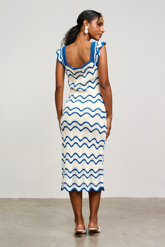 Lacey Scallop Knit Midi Dress