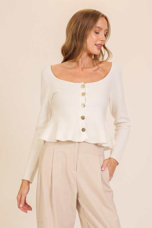 Brigitte Button Flare Sweater