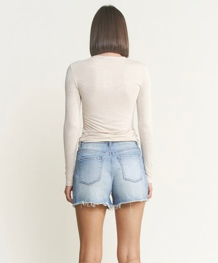 Imogen High Rise Raw Hem Shorts