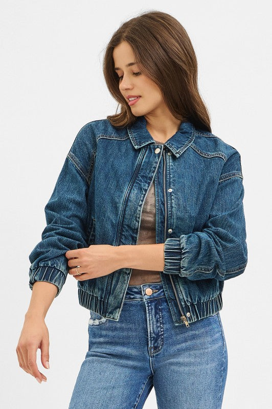 Macie Denim Bomber Jacket