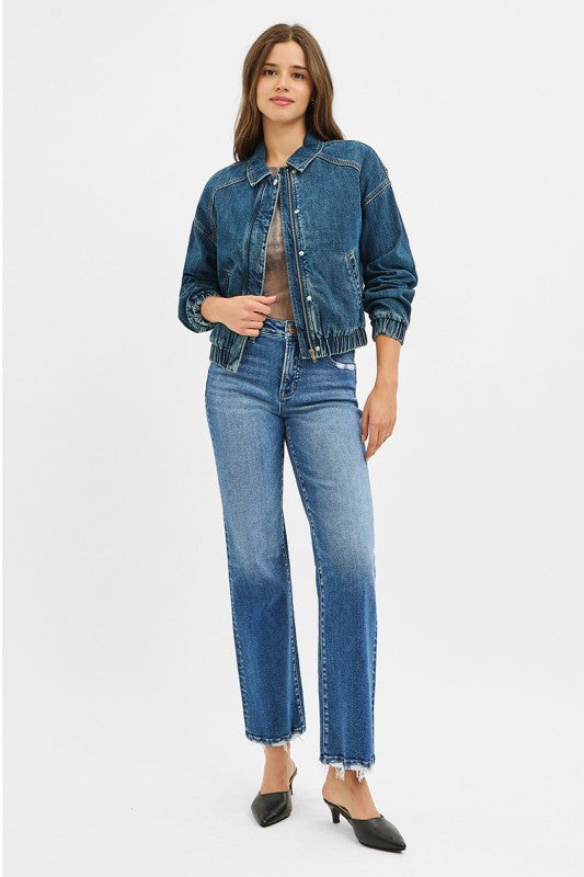 Macie Denim Bomber Jacket