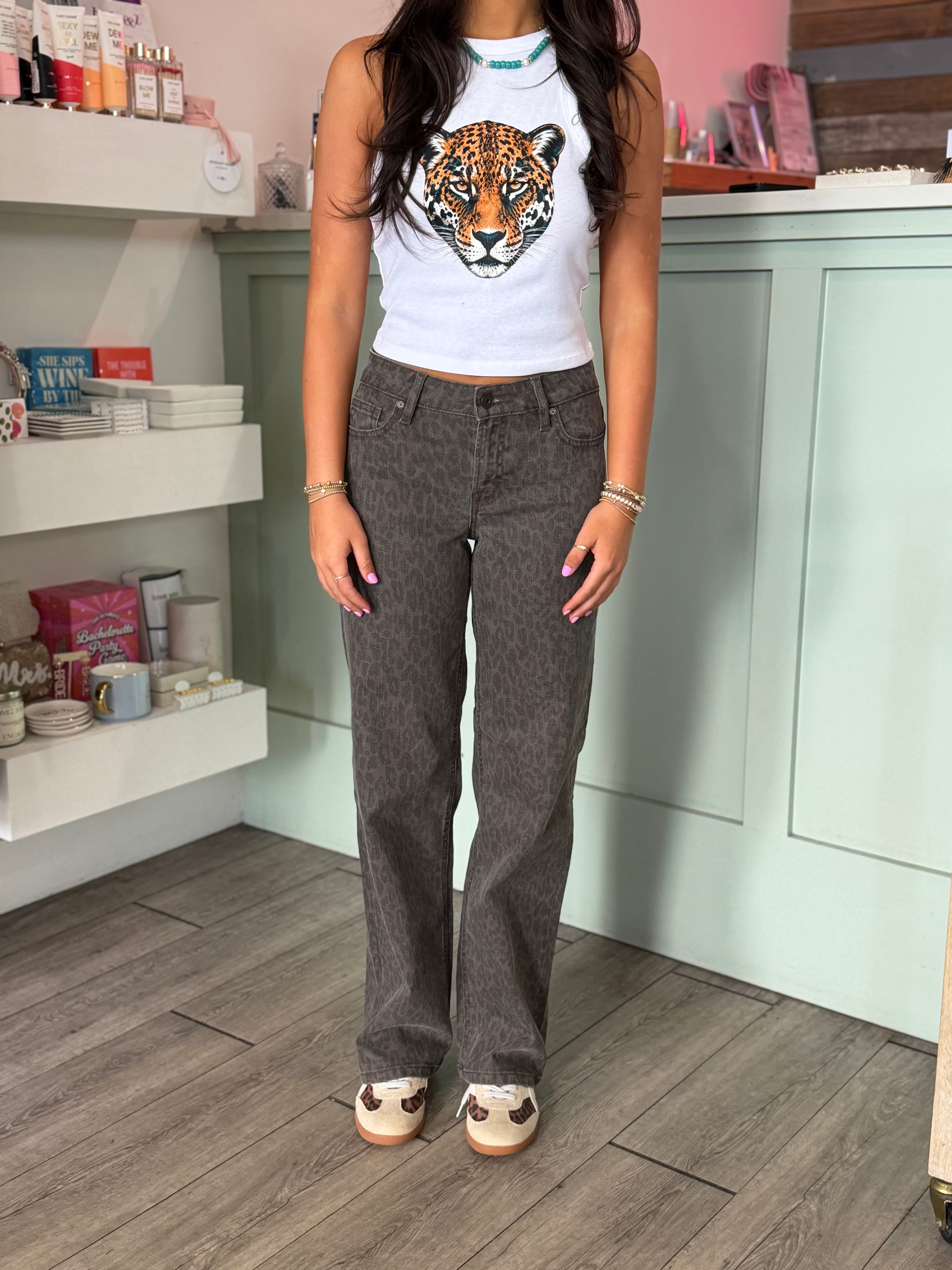 Ameer Cheetah Print Jean