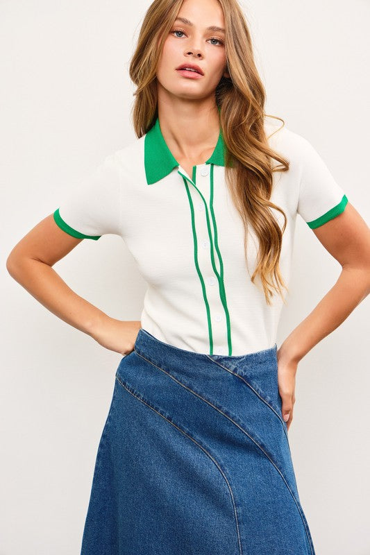 Vana Button Up Knit Top