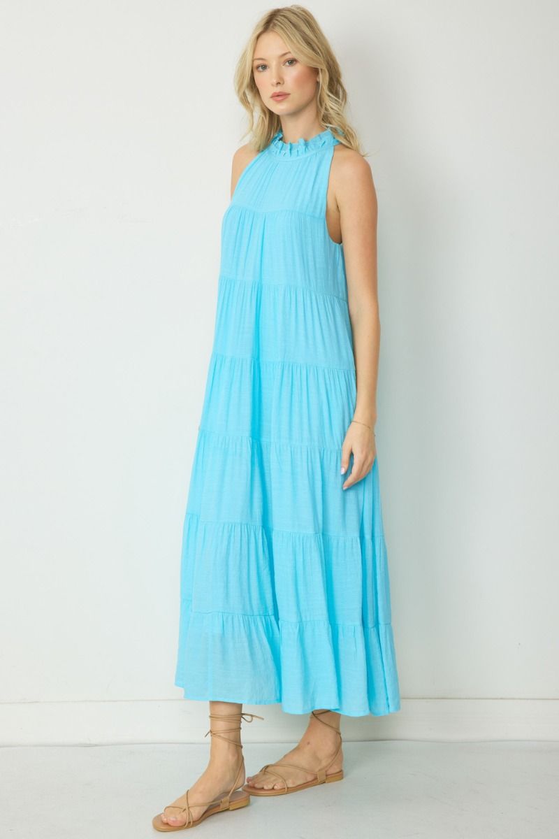 Josephine Tiered Maxi Dress (Aqua)