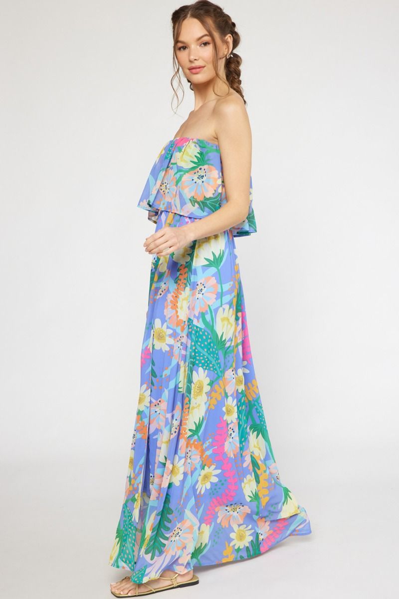 Astrid Floral Maxi Dress (Blue)