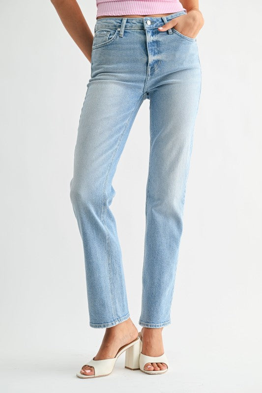 Joya Mid Rise Stovepipe Straight Leg