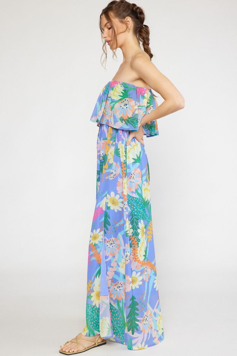 Astrid Floral Maxi Dress (Blue)