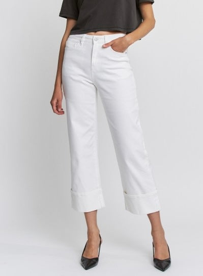 Delilah High Rise Wide Crop Cuffed Jeans