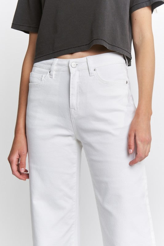 Delilah High Rise Wide Crop Cuffed Jeans