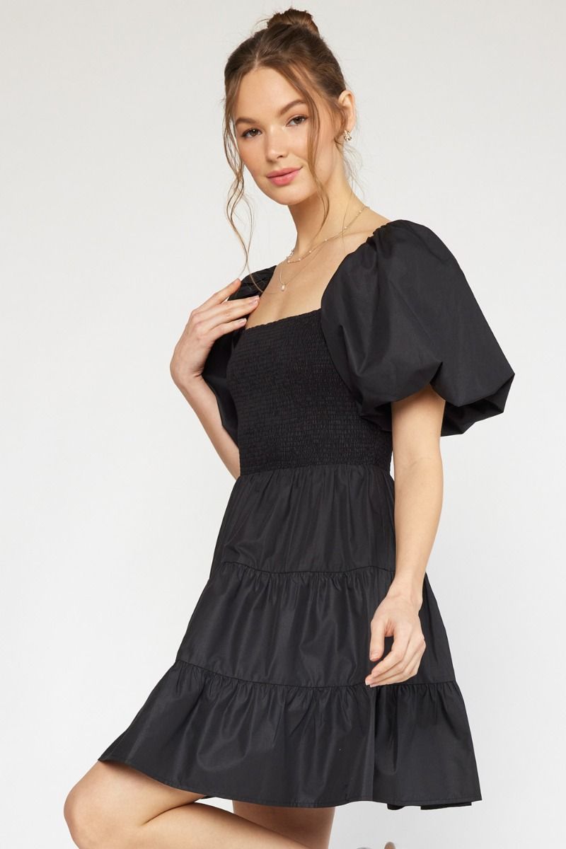 Marlowe Smocked Dress (Black)