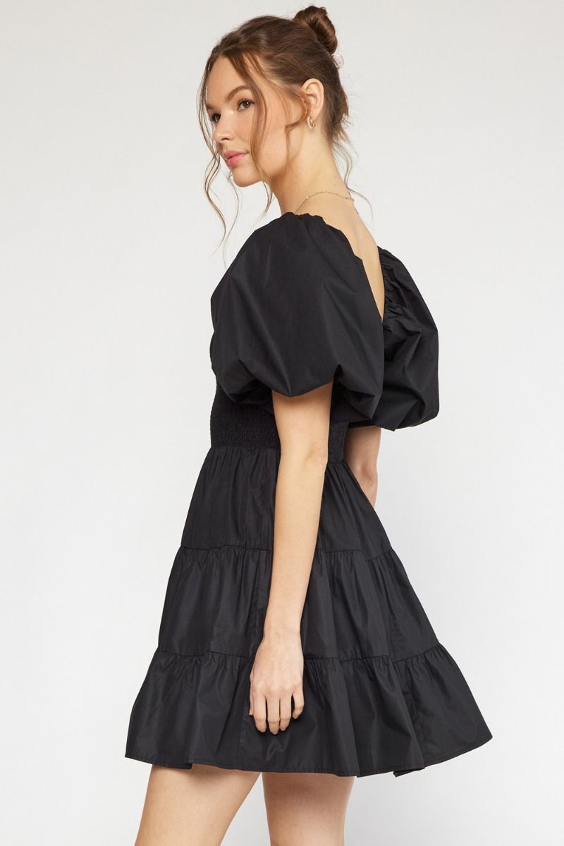 Marlowe Smocked Dress (Black)