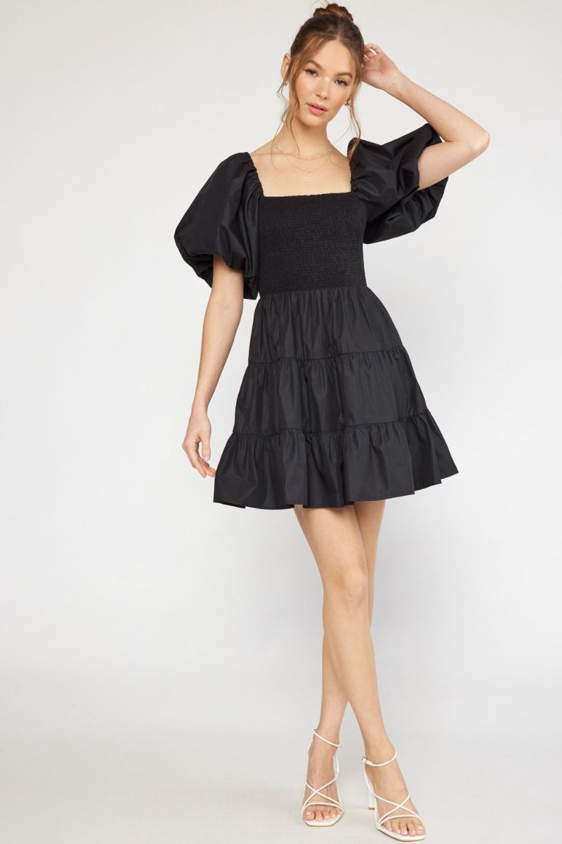 Marlowe Smocked Dress (Black)