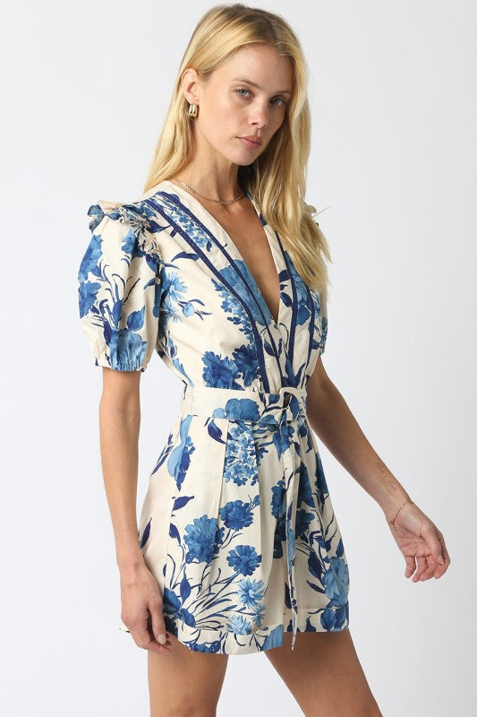 Morgana Floral Puff Sleeve Romper