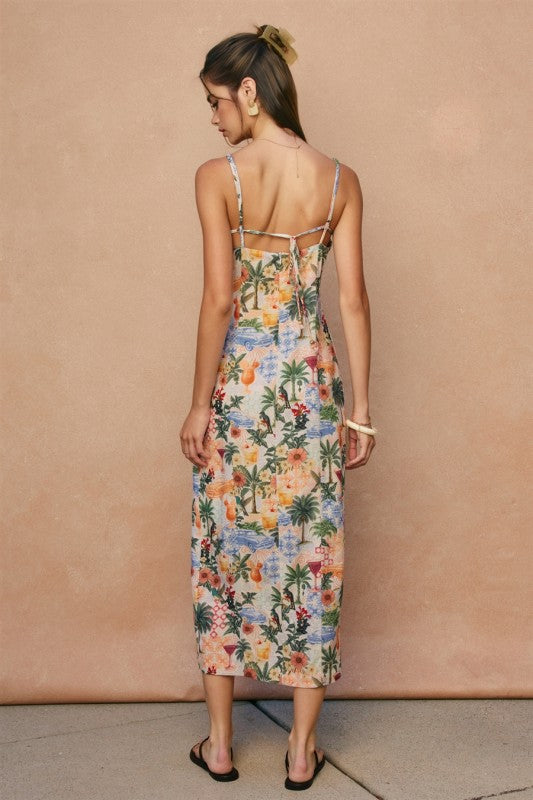 Hawaii Linen Midi Dress