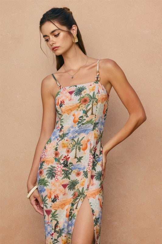 Hawaii Linen Midi Dress