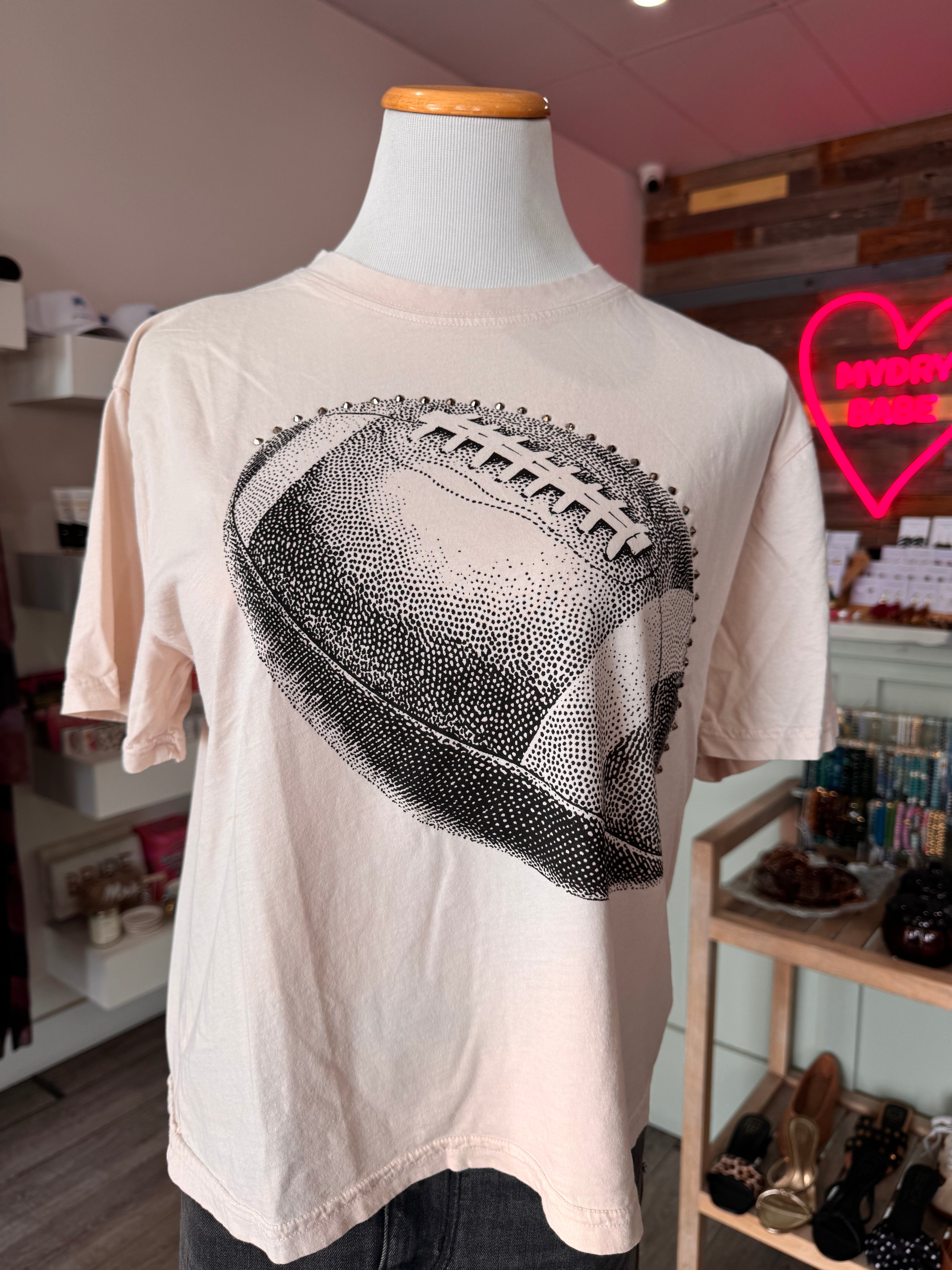 Studded Football Tee (Natural)