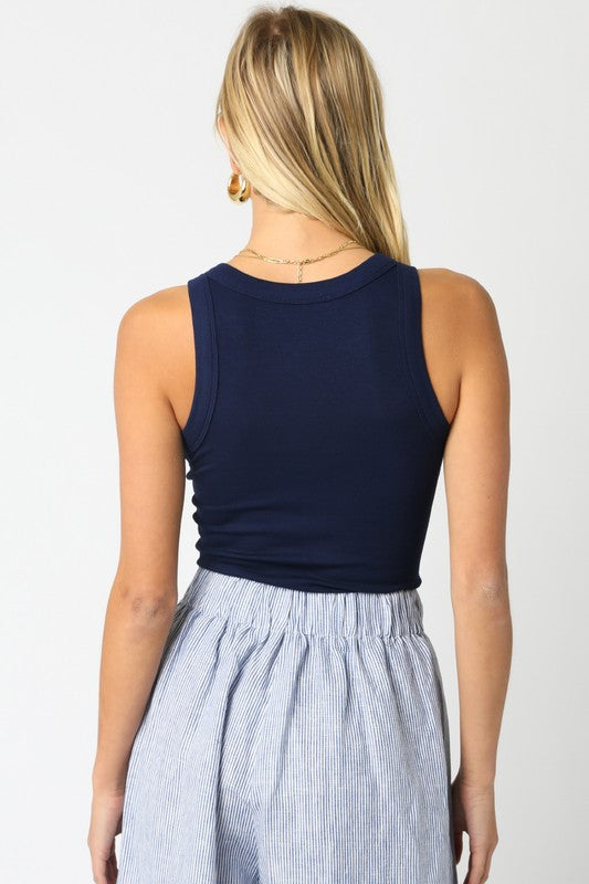 Avery Ribbed Tank Top (Navy)