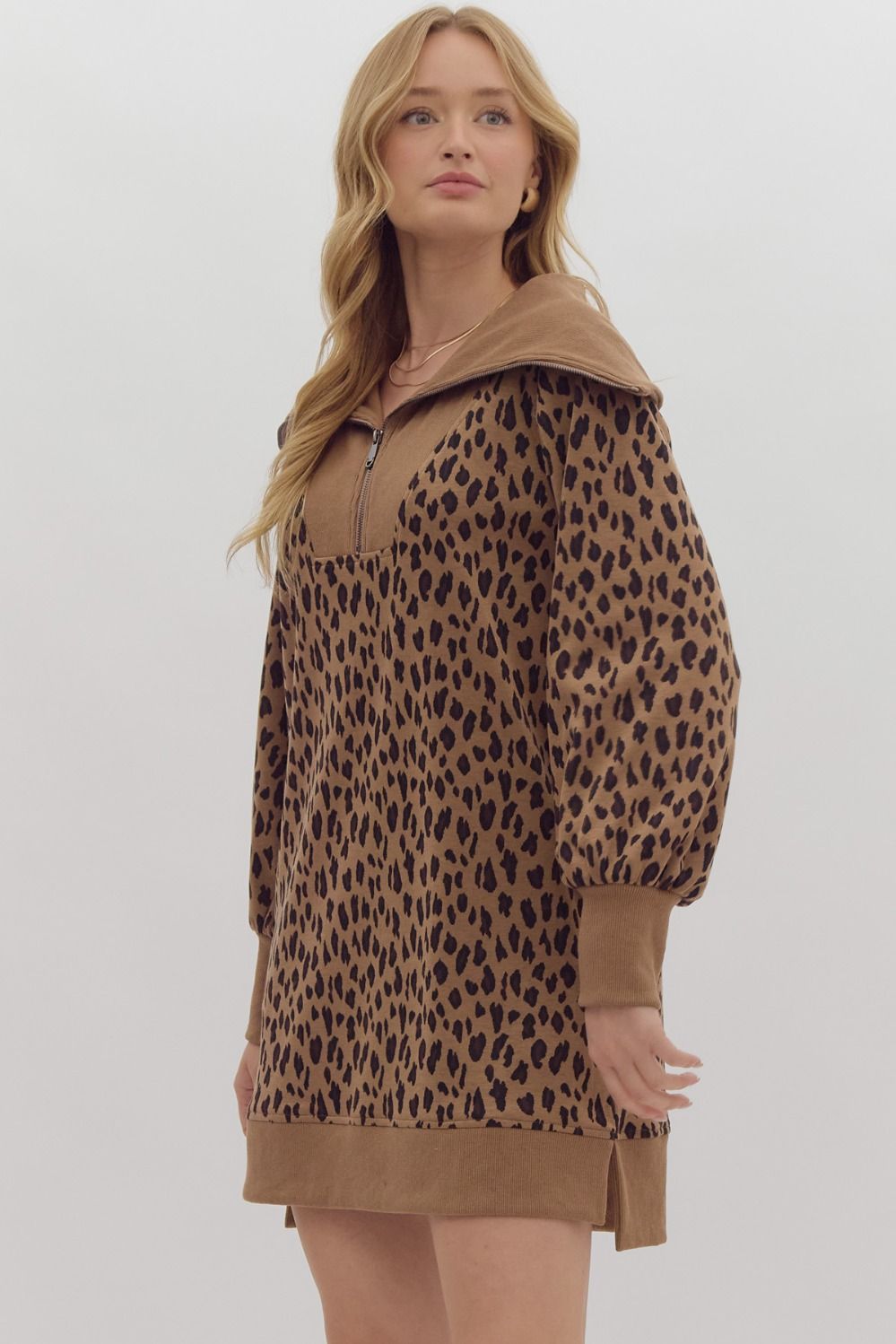 Diandra Leopard Half-Zip Dress