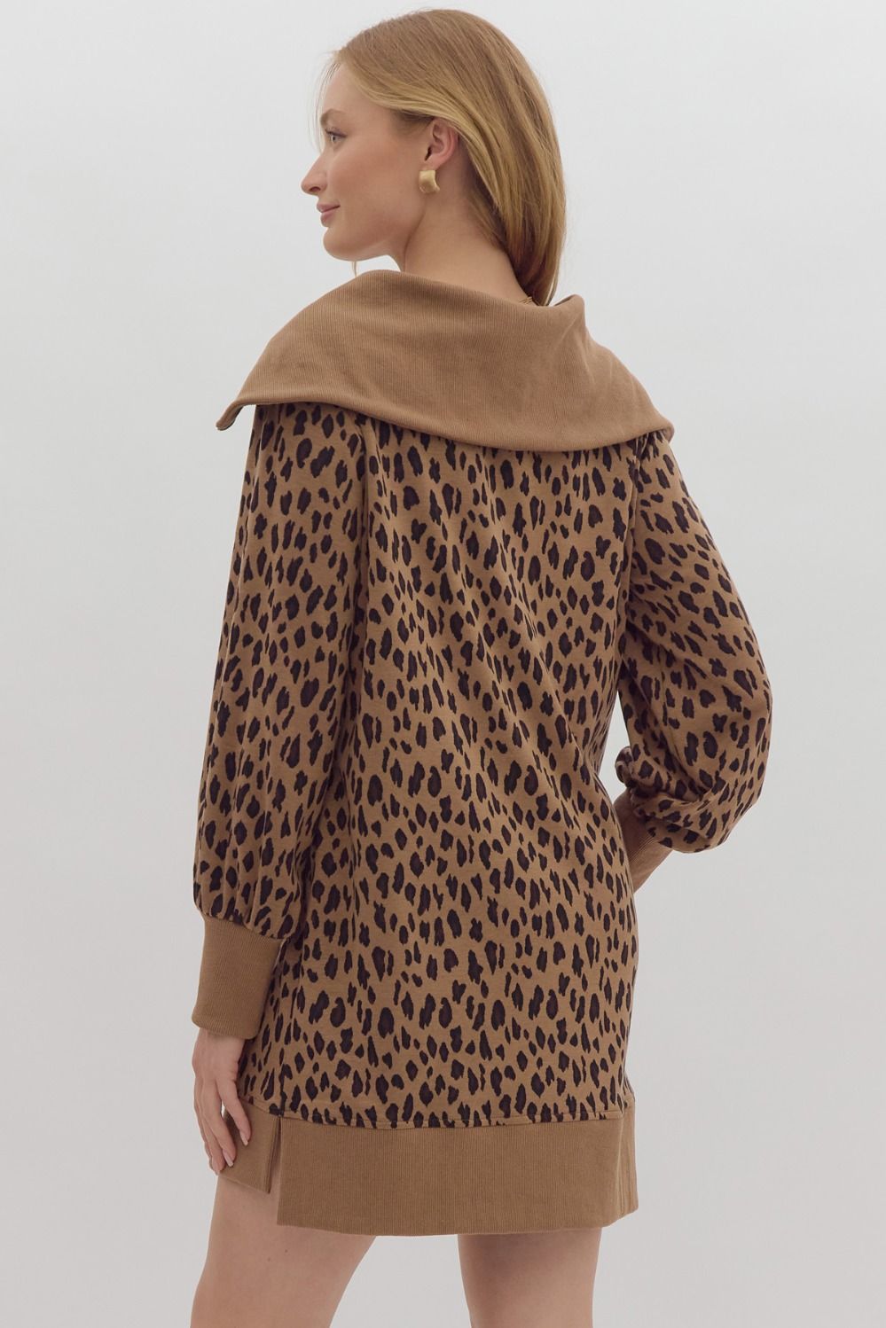 Diandra Leopard Half-Zip Dress