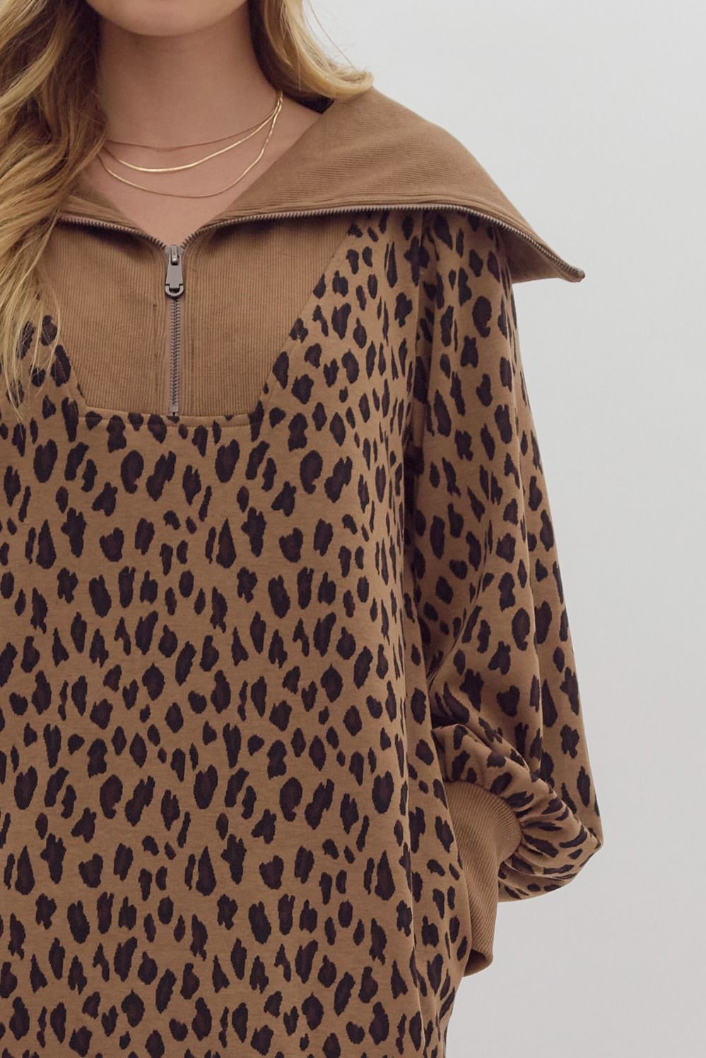 Diandra Leopard Half-Zip Dress