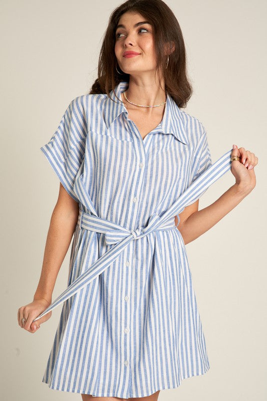 Giana Striped Button Mini Dress