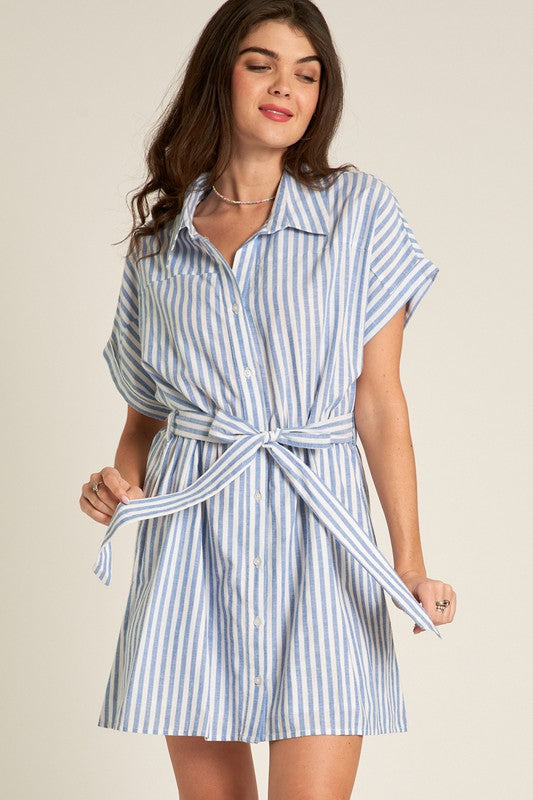 Giana Striped Button Mini Dress