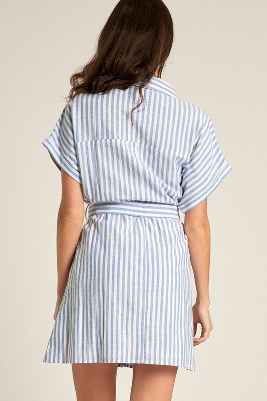Giana Striped Button Mini Dress