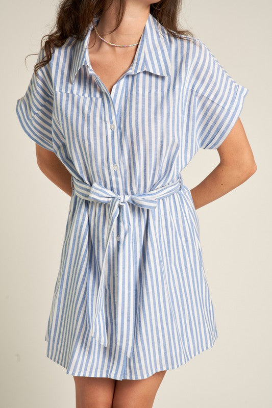 Giana Striped Button Mini Dress