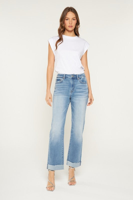 Lena High Rise Straight Cuff Jeans