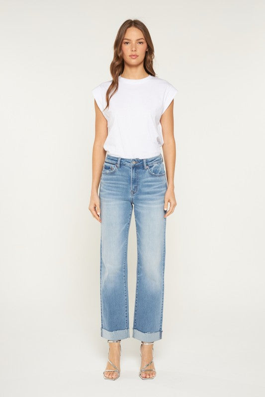 Lena High Rise Straight Cuff Jeans