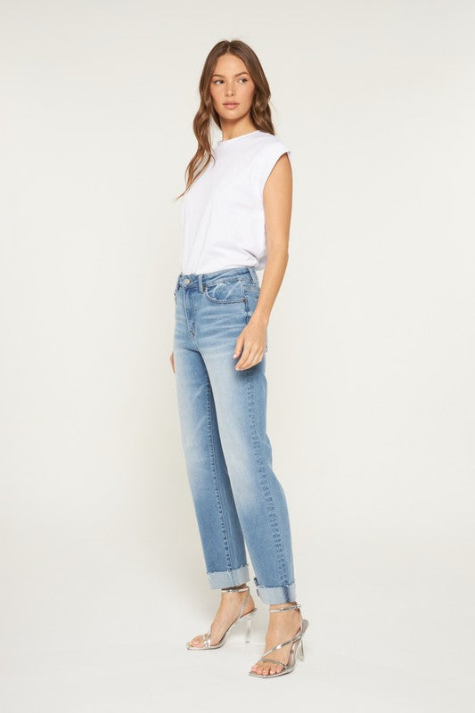 Lena High Rise Straight Cuff Jeans