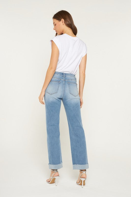 Lena High Rise Straight Cuff Jeans
